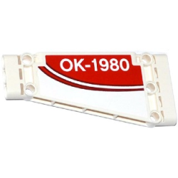 Technic, Panel Plate 5 x 11 x 1 Tapered with Red Stripe and 'OK-1980' on Red Background Pattern Model Right Side (Sticker) - Set 42040 Technic, Panel Plate 5 x 11 x 1 Tapered with Red Stripe and 'OK-1980' on Red Background Pattern Model Right Side (Sticker) - Set 42040
