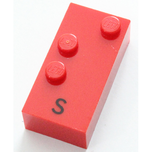 Деталь LEGO 60233pb01 Brick, Braille 2 x 4 with 3 Studs with Black Capital Letter S Pattern (dots-234 ⠎)