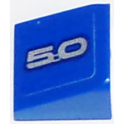 Slope 30 1 x 1 x 2/3 with Silver '5.0' on Blue Background Pattern Model Right Side (Sticker) - Set 75871