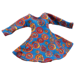 Scala, Clothes Female Dress with Long Sleeves with Red, Orange, and Yellow Circles Pattern Scala, Clothes Female Dress with Long Sleeves with Red, Orange, and Yellow Circles Pattern