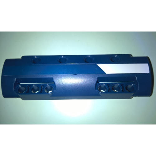 Деталь LEGO 11954pb005L Technic, Panel Curved 11 x 3 with 10 Pin Holes through Panel Surface with White Stripe Pattern Model Left Side (Sticker) - Set 41999