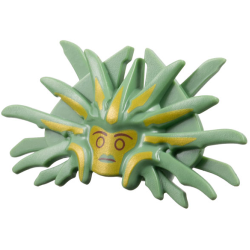 Minifigure, Headgear Mask with 2 Blades and 19 Spikes with Gold Face and Highlights, Dark Red Eyebrows, Eyes and Mouth Pattern - Flexible Rubber Minifigure, Headgear Mask with 2 Blades and 19 Spikes with Gold Face and Highlights, Dark Red Eyebrows, Eyes and Mouth Pattern - Flexible Rubber