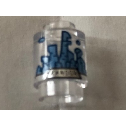 Деталь LEGO 3062pb057 Brick, Round 1 x 1 with Medium Blue and Gold Kandor Skyline Pattern