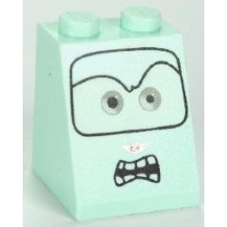 Slope 65 2 x 2 x 2 with Bottom Tube with Light Gray Eyes and Angry Mouth with Teeth Pattern Slope 65 2 x 2 x 2 with Bottom Tube with Light Gray Eyes and Angry Mouth with Teeth Pattern