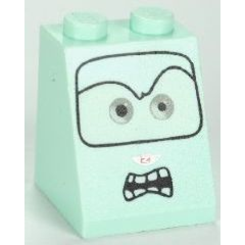 Деталь LEGO 3678bpb046 Slope 65 2 x 2 x 2 with Bottom Tube with Light Gray Eyes and Angry Mouth with Teeth Pattern