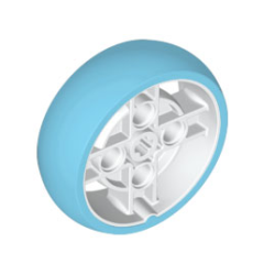 Wheel 43 x 14 Technic with Axle Hole and 4 Pin Holes with Molded Medium Azure Hard Rubber Tire Pattern Wheel 43 x 14 Technic with Axle Hole and 4 Pin Holes with Molded Medium Azure Hard Rubber Tire Pattern