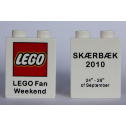 Duplo, Brick 1 x 2 x 2 with LEGO Fan Weekend 2010 Pattern Duplo, Brick 1 x 2 x 2 with LEGO Fan Weekend 2010 Pattern