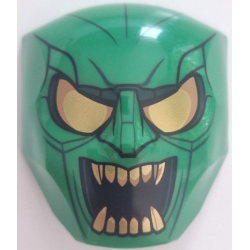 Large Figure Face with Brow and Nose Detail, 2 x 2 Round Brick Attachment with Gold Eyes, Open Mouth with Teeth, and Lines Pattern (Green Goblin) Large Figure Face with Brow and Nose Detail, 2 x 2 Round Brick Attachment with Gold Eyes, Open Mouth with Teeth, and Lines Pattern (Green Goblin)