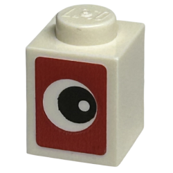 Brick 1 x 1 with Black Eye on Red Background Pattern (Sticker) - Set 40574 Brick 1 x 1 with Black Eye on Red Background Pattern (Sticker) - Set 40574