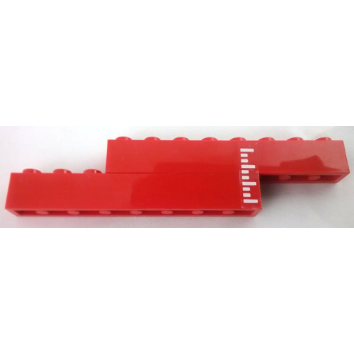 Деталь LEGO BA233pb01L Stickered Assembly 11 x 1 x 2 with White Plimsoll Lines Pattern Model Left Side (Sticker) - Set 6542 - 2 Brick 1 x 8
