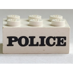 Brick 2 x 3 with Black 'POLICE' Serif Bold Pattern (Embossed) Brick 2 x 3 with Black 'POLICE' Serif Bold Pattern (Embossed)