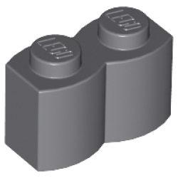 Brick, Modified 1 x 2 with Log Profile - Dark Bluish Gray