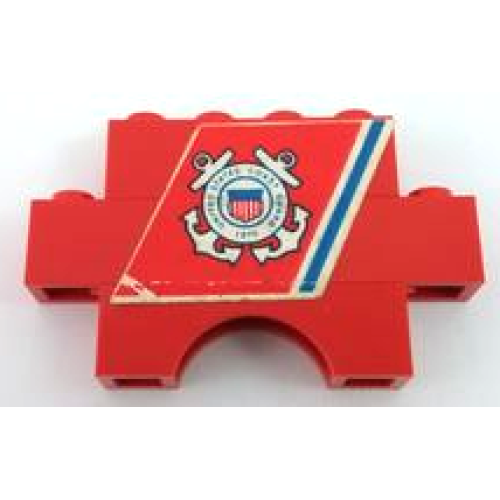 Деталь LEGO BA039pb02 Stickered Assembly 6 x 1 x 3 with 'UNITED STATES COAST GUARD 1790' Pattern (Sticker) - Set 575-1 - 1 Brick 1 x 4, 1 Brick 1 x 6, 1 Brick Arch 1 x 4