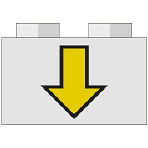 Деталь LEGO 3004p03 Brick 1 x 2 with Yellow Down Arrow and Black Border Pattern