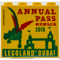 Brick 2 x 4 x 3 with LEGOLAND Dubai 2019 Annual Pass Member Pattern