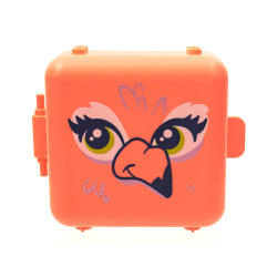 Container, Box 3 x 8 x 6 2/3 Half Front with Flamingo Bird Face Pattern