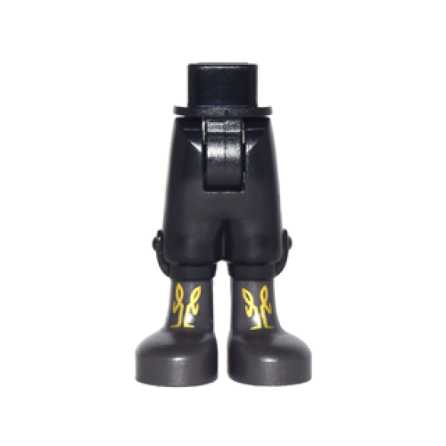 Деталь LEGO 92251c00pb11 Mini Doll Hips and Trousers Cropped with Pearl Dark Gray Boots with Gold Laces Pattern - Thick Hinge