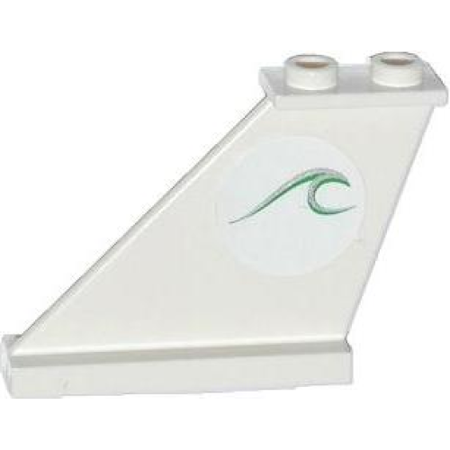 Деталь LEGO 2340pb048L Tail 4 x 1 x 3 with Green and Silver Wave Pattern on Left Side (Sticker) - Set 60014