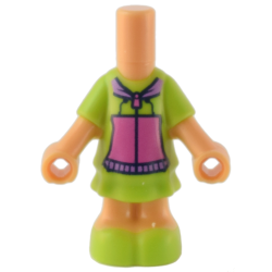 Micro Doll, Body with Molded Lime Short Layered Dress and Shoes and Printed Hoodie with Dark Pink Zipper and Pockets, Medium Lavender Hood and Waistband Pattern Micro Doll, Body with Molded Lime Short Layered Dress and Shoes and Printed Hoodie with Dark Pink Zipper and Pockets, Medium Lavender Hood and Waistband Pattern