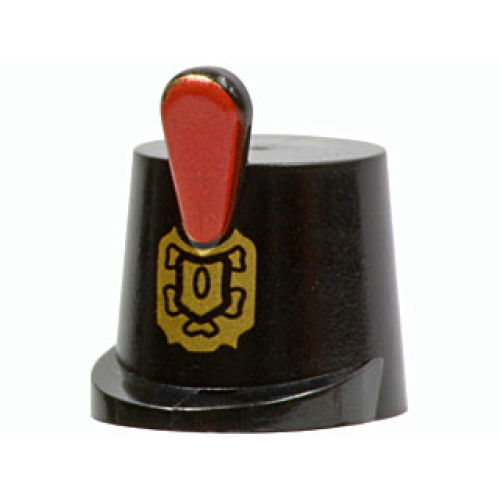 Деталь LEGO 2545pb01 Minifigure, Headgear Hat, Imperial Guard Shako with Red Plume and Gold Emblem Pattern