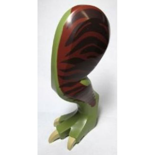 Деталь LEGO 98061c01pb02 Dinosaur Leg Large (Rear) Tyrannosaurus rex Left with Black Pin with Tan Claws and Dark Brown Stripes on Reddish Brown Pattern