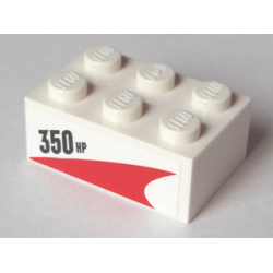 Brick 2 x 3 with '350 HP' Pattern Model Left Side (Sticker) - Set 60005 Brick 2 x 3 with '350 HP' Pattern Model Left Side (Sticker) - Set 60005