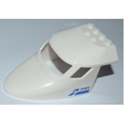 Aircraft Fuselage Forward Top Curved 6 x 10 x 4 with 3 Window Panes with Blue Line and 'JM 3181' Pattern on Both Sides (Stickers) - Set 3181 Aircraft Fuselage Forward Top Curved 6 x 10 x 4 with 3 Window Panes with Blue Line and 'JM 3181' Pattern on Both Sides (Stickers) - Set 3181