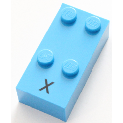 Brick, Braille 2 x 4 with 4 Studs with Black Capital Letter X Pattern (dots-1346 ⠭)