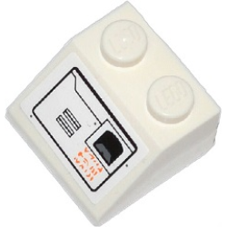 Slope 45 2 x 2 with SW Snowspeeder Vents and Orange Alien Characters, Black Outline Pattern Model Left Side (Sticker) - Set 75049