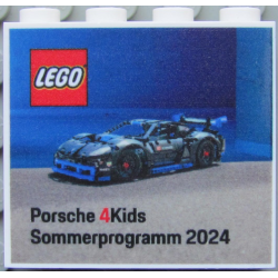 Brick 1 x 4 x 3 with LEGO Logo and 'Porsche 4Kids Sommerprogramm 2024' Pattern