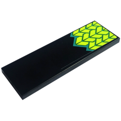 Tile 2 x 6 with Lime and Dark Turquoise Snake Scales Pattern (Sticker) - Set 60339