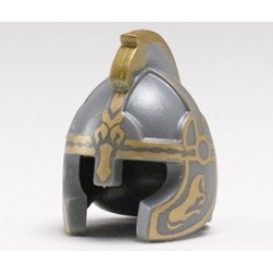 Minifigure, Headgear Helmet Castle with Cheek Protection and Comb with Gold Trim Pattern (Eomer) Minifigure, Headgear Helmet Castle with Cheek Protection and Comb with Gold Trim Pattern (Eomer)