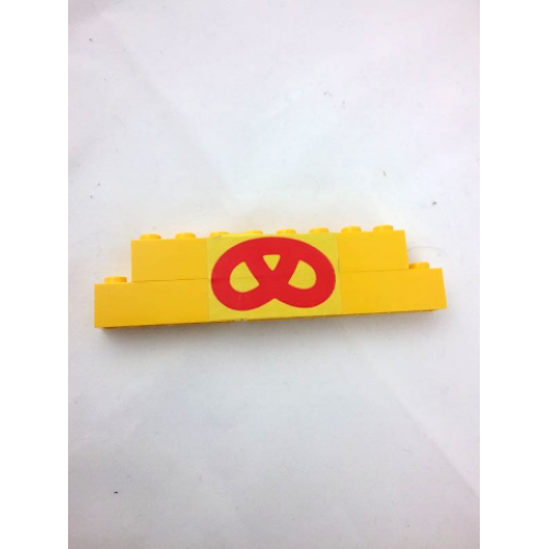 Деталь LEGO BA210pb01 Stickered Assembly 10 x 1 x 2 with Red Pretzel Pattern (Sticker) - Set 361-1 - 1 Brick 1 x 4, 1 Brick 1 x 6, 1 Brick 1 x 8