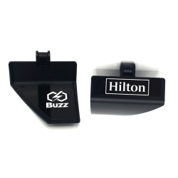 Technic, Panel Curved #70 5 x 4 x 3 Tapered Right with White 'Hilton' on Outside and 'Buzz' on Inside Pattern (Stickers) - Set 42141 (First Version)