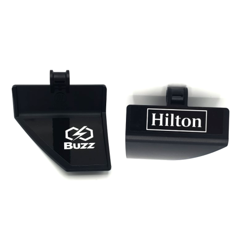 Деталь LEGO 80271pb002a Technic, Panel Curved #70 5 x 4 x 3 Tapered Right with White 'Hilton' on Outside and 'Buzz' on Inside Pattern (Stickers) - Set 42141 (First Version)