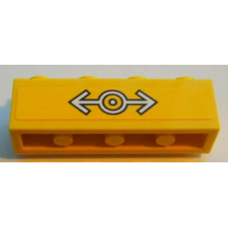Brick, Modified 1 x 4 with Studs on Side with Train Logo White on Yellow Background Pattern (Sticker) - Set 7939