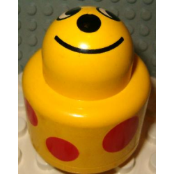 Primo Brick, Round Rattle 1 x 1 with Face and Red Spots Pattern