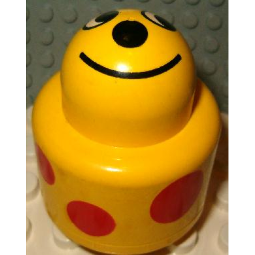 Деталь LEGO 31005pb15 Primo Brick, Round Rattle 1 x 1 with Face and Red Spots Pattern