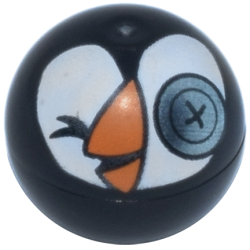 Technic Ball Joint with Closed Eye, Metallic Light Blue Button Eye, and Orange Beak on White Background Pattern (Frozen Sir Jorgenbjorgen Head)