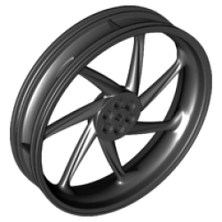 Wheel 107.1mm D. x 24mm Motorcycle - Black