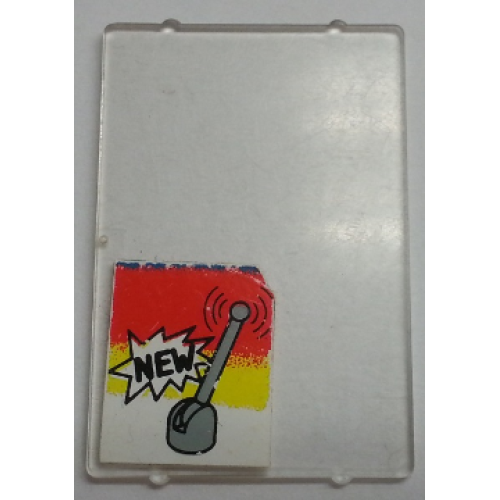 Деталь LEGO 2494pb17 Glass for Window 1 x 4 x 5 with Light Gray Lever and Base and Black 'NEW' Pattern (Sticker) - Set 6378