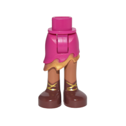 Mini Doll Hips and Asymmetric Layered Skirt Short, Gold Ruffle, Medium Nougat Legs and Reddish Brown Boots with Gold Laces Pattern - Thick Hinge Mini Doll Hips and Asymmetric Layered Skirt Short, Gold Ruffle, Medium Nougat Legs and Reddish Brown Boots with Gold Laces Pattern - Thick Hinge