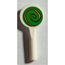 Minifigure, Utensil Signal Paddle with Orange Spiral on Green Background Pattern (Sticker) - Set 75978