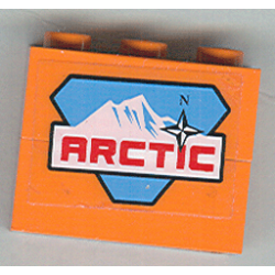 Stickered Assembly 3 x 1 x 2 with Arctic Logo Pattern (Sticker) - Set 6520 - 2 Brick 1 x 3