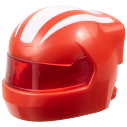 Minifigure, Headgear Helmet Formula 1 with Molded Trans-Red Visor and Printed White Stripes Pattern Minifigure, Headgear Helmet Formula 1 with Molded Trans-Red Visor and Printed White Stripes Pattern