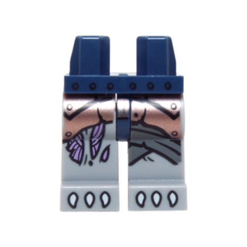 Деталь LEGO 970c86pb19 Hips and Light Bluish Gray Legs with Copper Armor with Rivets, Medium Lavender Sinew Patches and White Claws Pattern