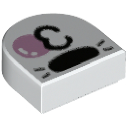 Tile, Round 1 x 1 Half Circle Extended with Black Nose, Whiskers, and Kissy Mouth Blowing Bright Pink Bubble Pattern Tile, Round 1 x 1 Half Circle Extended with Black Nose, Whiskers, and Kissy Mouth Blowing Bright Pink Bubble Pattern