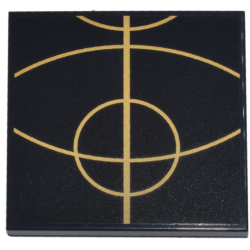 Tile 4 x 4 with Gold Concentric Circles Celestial Star Chart Pattern 6 (Sticker) - Set 75385