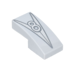 Slope, Curved 2 x 1 x 2/3 with Metallic Silver Letter V and Number 8 Hood Ornament Pattern Slope, Curved 2 x 1 x 2/3 with Metallic Silver Letter V and Number 8 Hood Ornament Pattern