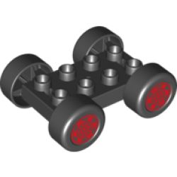 Duplo Car Base 2 x 4 with Black Tires and Red Sport Wheels Pattern (88760 / 88762c01pb13) Duplo Car Base 2 x 4 with Black Tires and Red Sport Wheels Pattern (88760 / 88762c01pb13)